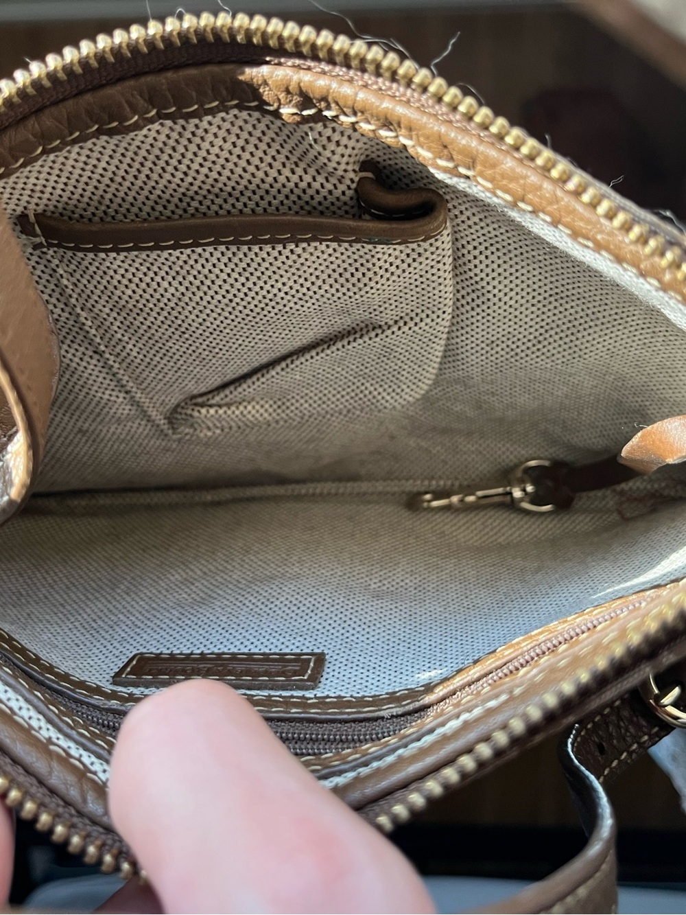 Dooney & Bourke Beige Logo Canvas Shoulder Bag - Picture 6 of 11